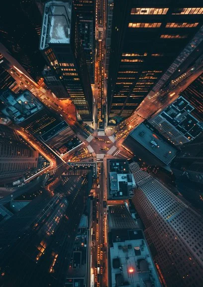 Symmetrical aerial top-down tilt-shift
