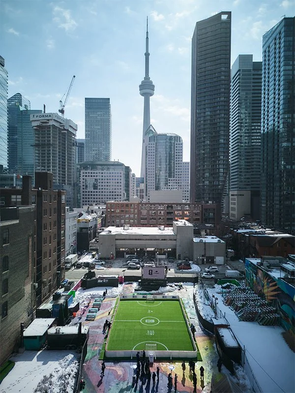 Aerial view of The Soccer Rink stunt