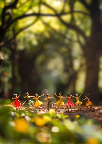Troupe of toy dancers