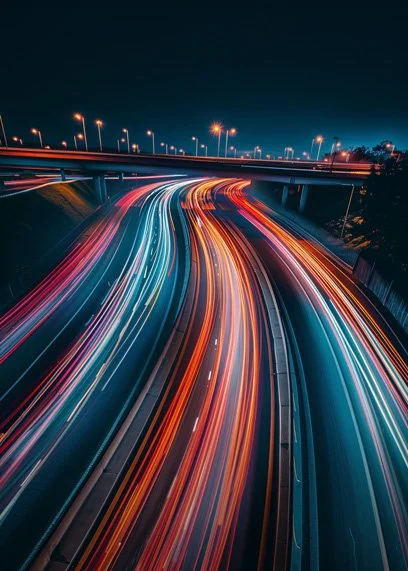 Aerial long exposure of highway