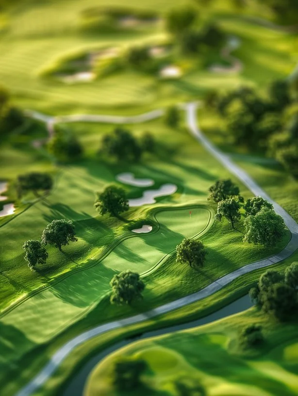 Golf course, aerial view